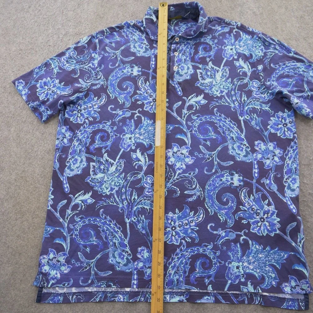 Polo Golf Ralph Lauren Shirt Mens Extra Large Blue Paisley Print Short Sleeve